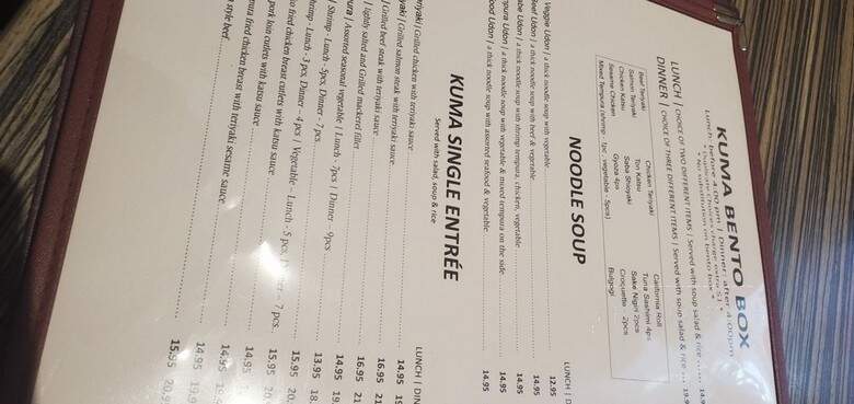 Sushi Kuma - Roseville, CA menu_pic