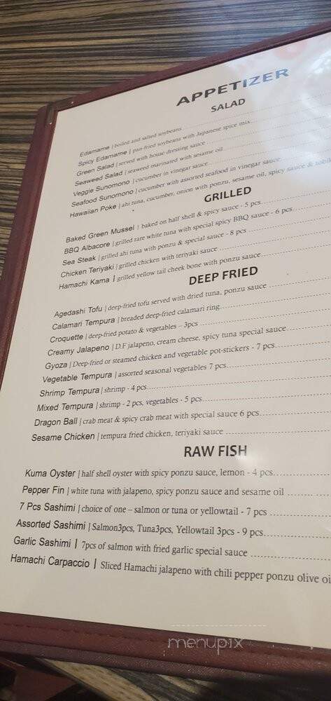 Sushi Kuma - Roseville, CA menu_pic