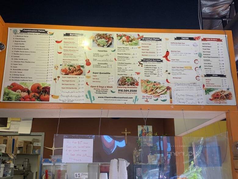 Cilantro's Mexican Restaurant - Sacramento, CA menu_pic
