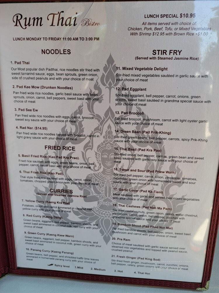 Rum Thai Bistro - Lincoln, CA menu_pic