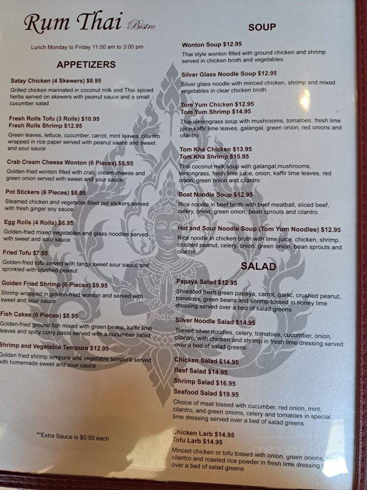 Rum Thai Bistro - Lincoln, CA menu_pic