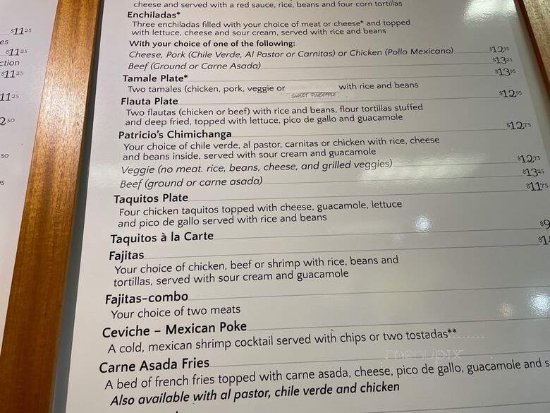 Patricio's Mexican Taqueria - Kailua-Kona, HI menu_pic