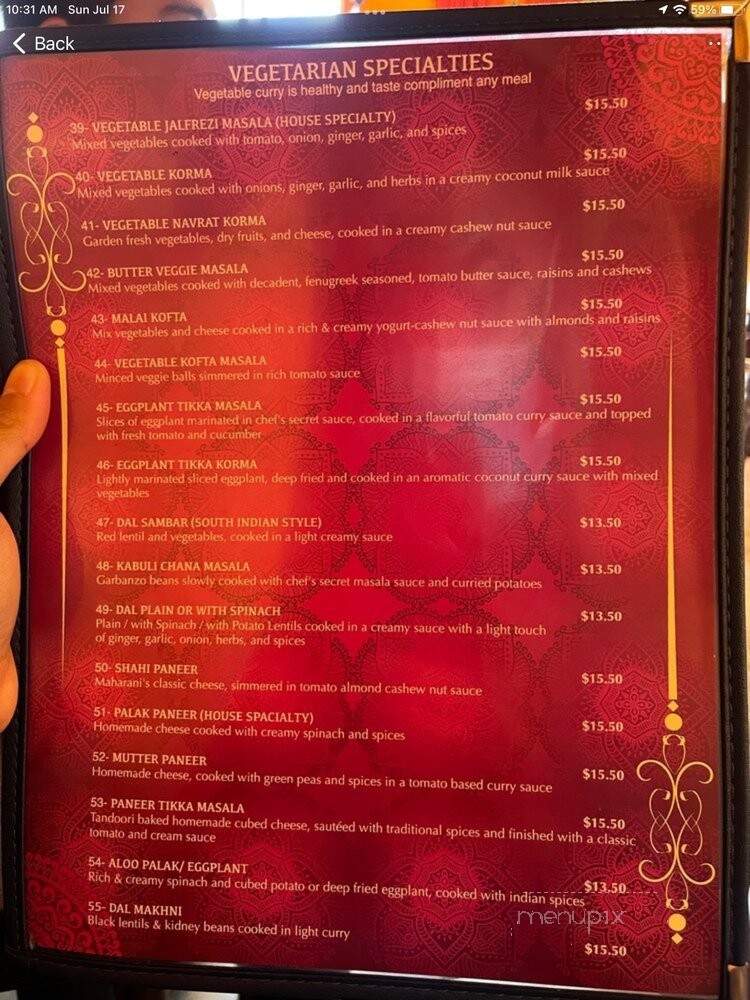 Cafe Maharani - Honolulu, HI menu_pic