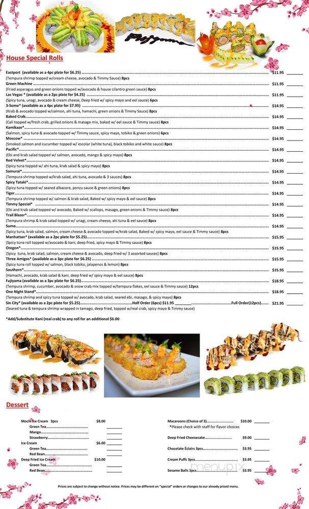 Fujiyama Sushi Bar & Grill - Portland, OR menu_pic