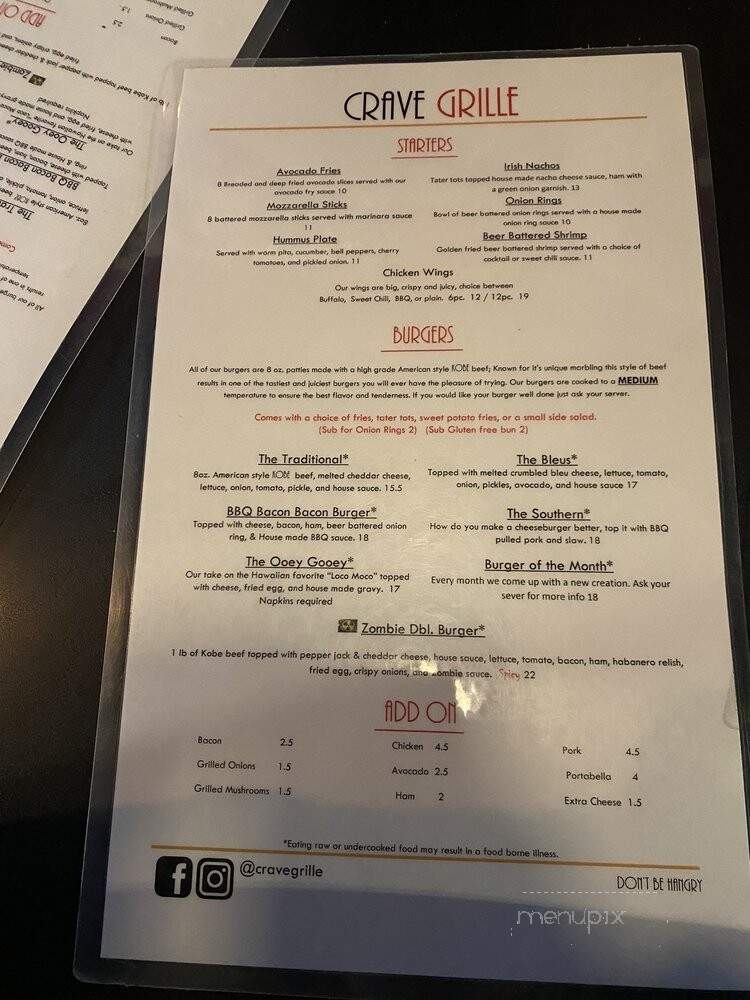 Crave Grille - Vancouver, WA menu_pic