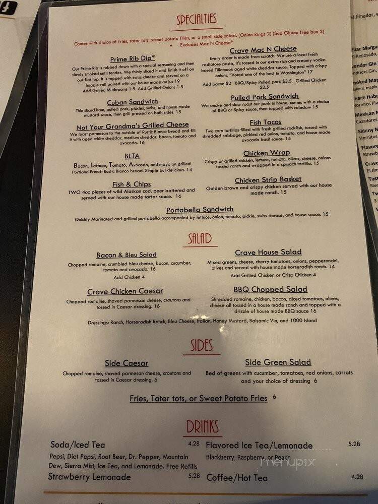 Crave Grille - Vancouver, WA menu_pic