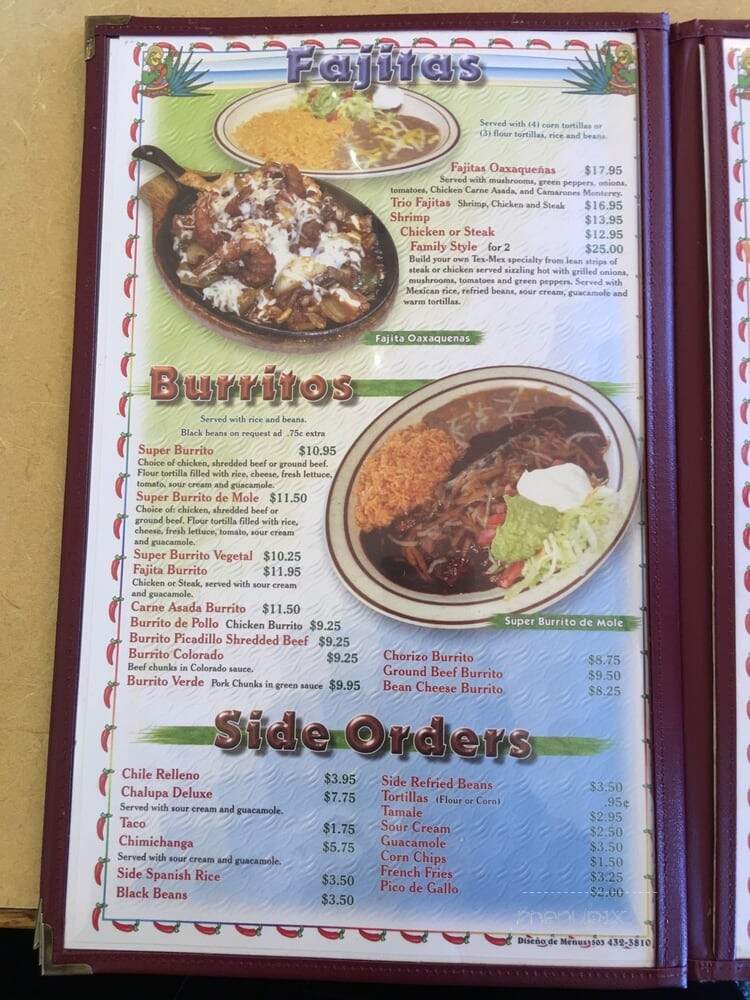 El Trio Loco 2 - Manzanita, OR menu_pic