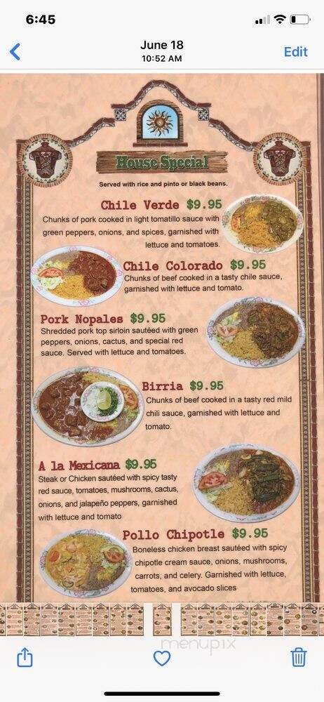 La Hacienda Real - Salem, OR menu_pic