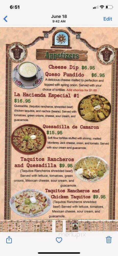 La Hacienda Real - Salem, OR menu_pic