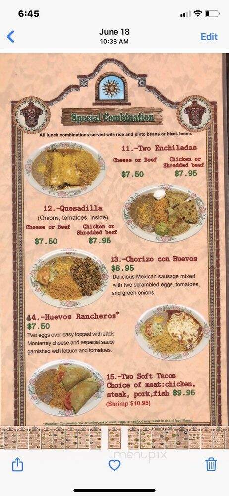 La Hacienda Real - Salem, OR menu_pic