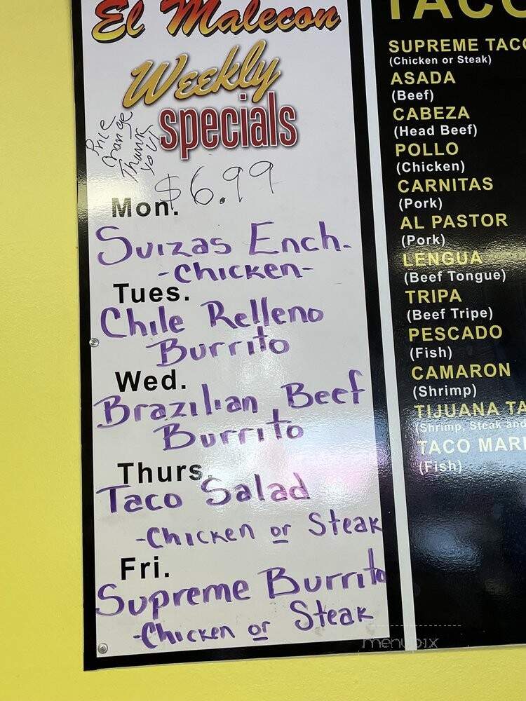 Mariscos el Malecon - Portland, OR menu_pic
