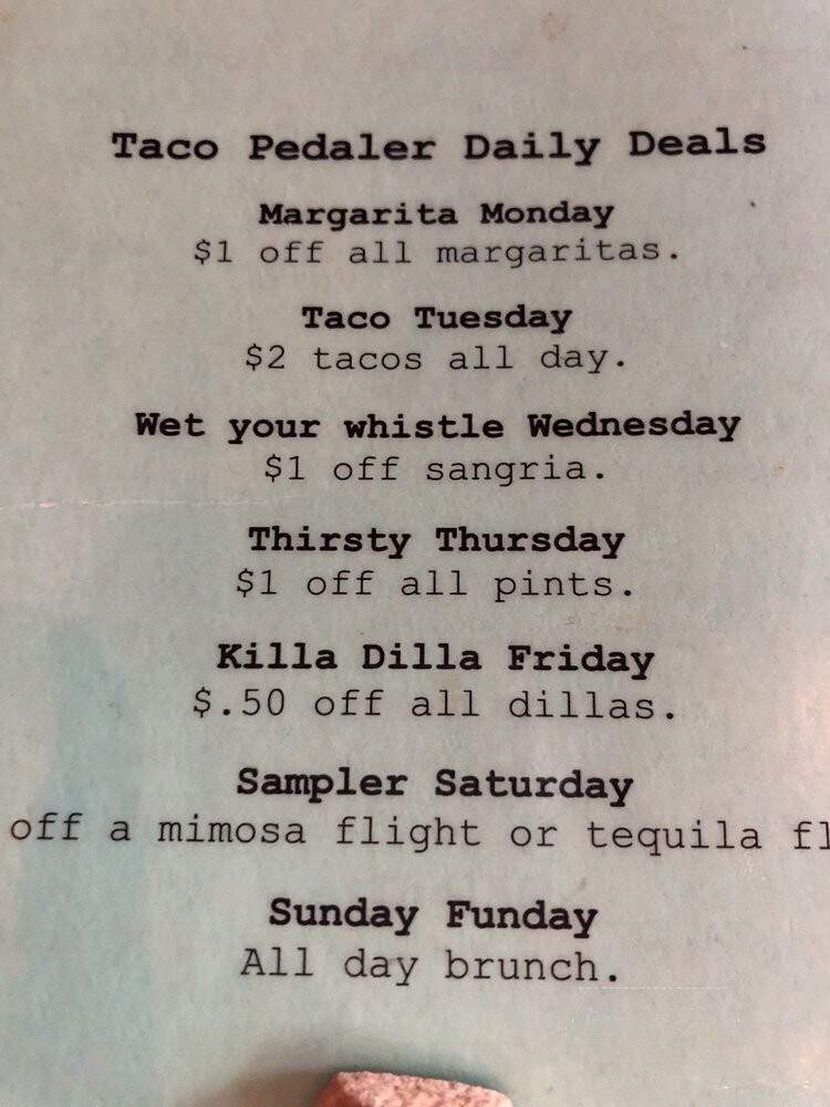 Taco Pedaler - Portland, OR menu_pic