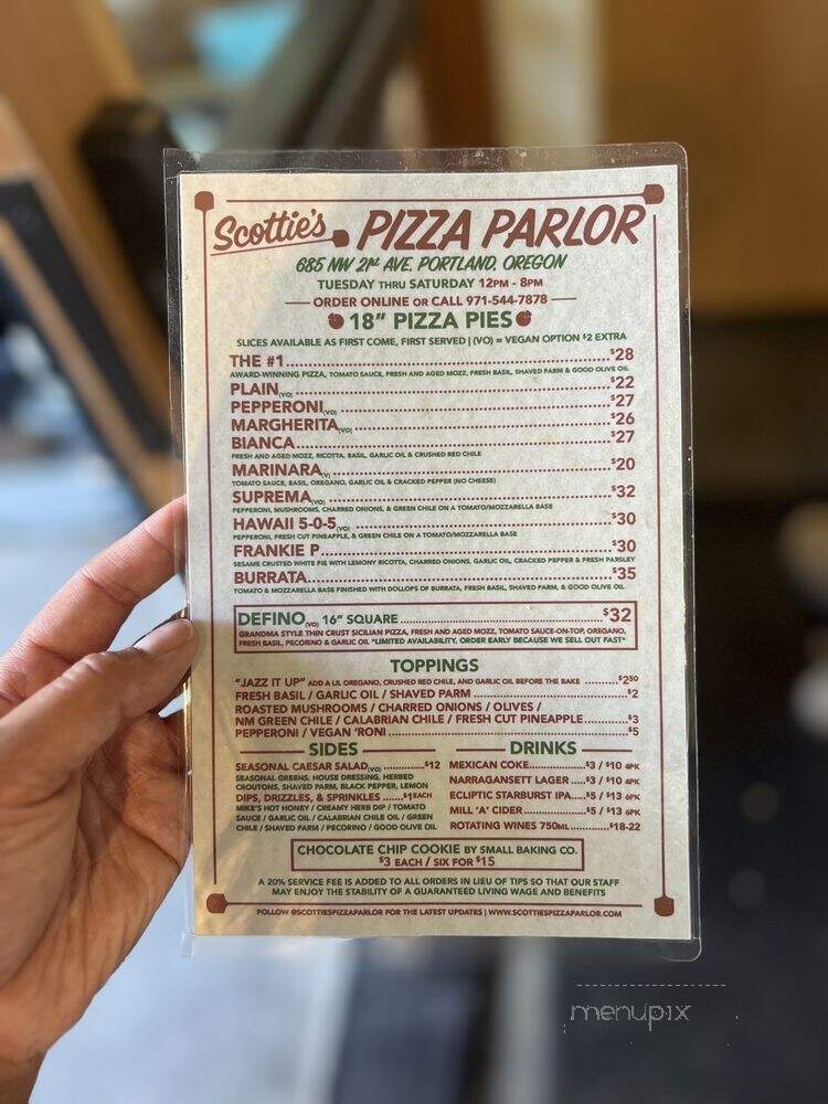 Scottie's Pizza Parlor - Portland, OR menu_pic