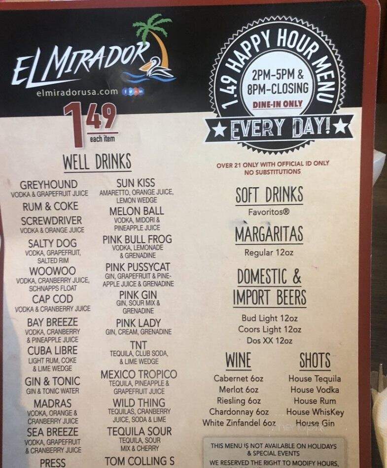 El Mirador - Pasco, WA menu_pic