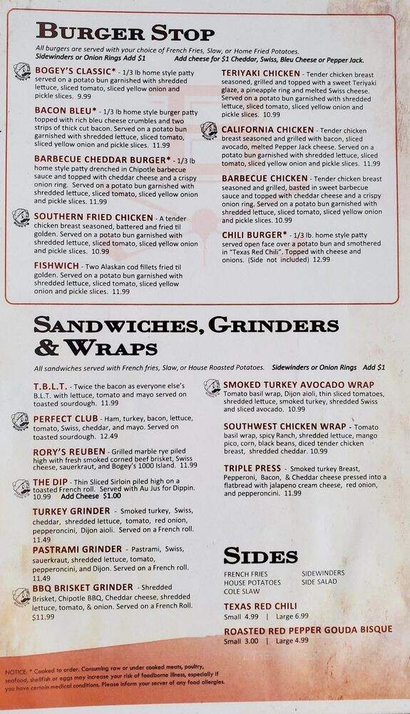 Bogey's Public House - Auburn, WA menu_pic