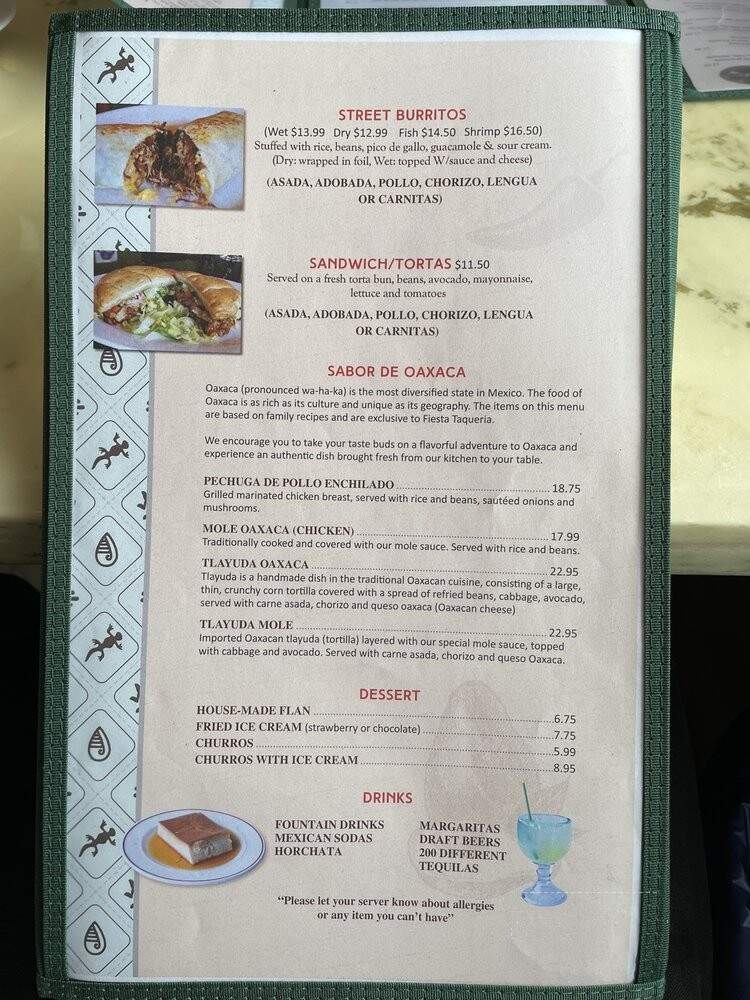 Fiesta Taqueria & Tequila Bar - Puyallup, WA menu_pic
