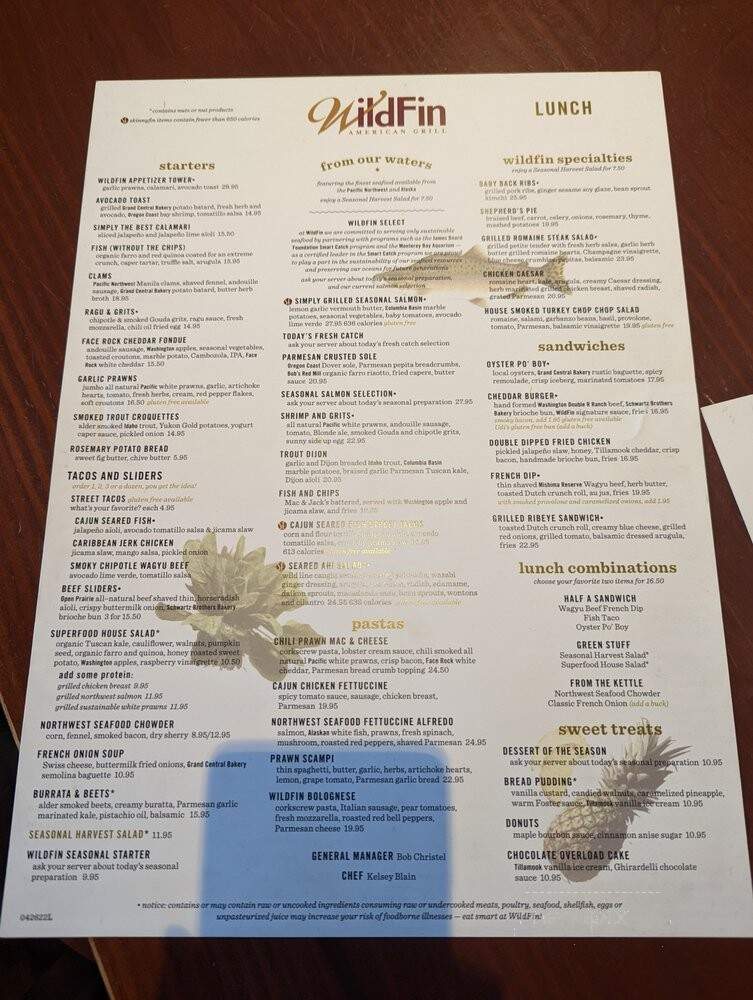 WildFin American Grill - Renton, WA menu_pic