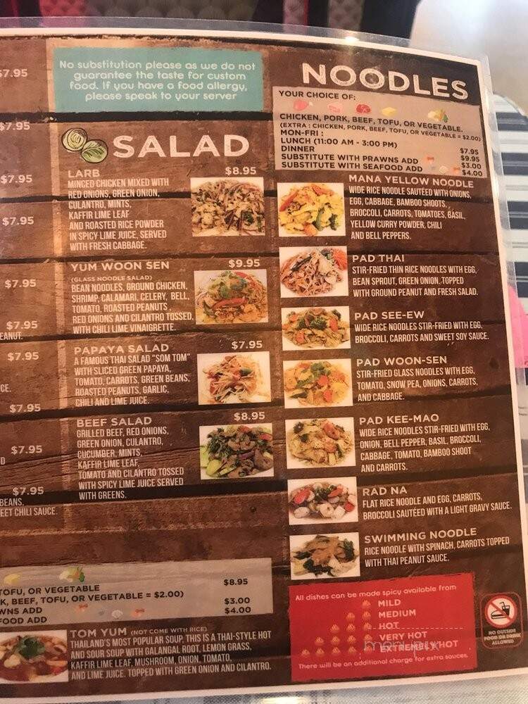 Thai MaNa Restaurant - Lynnwood, WA menu_pic