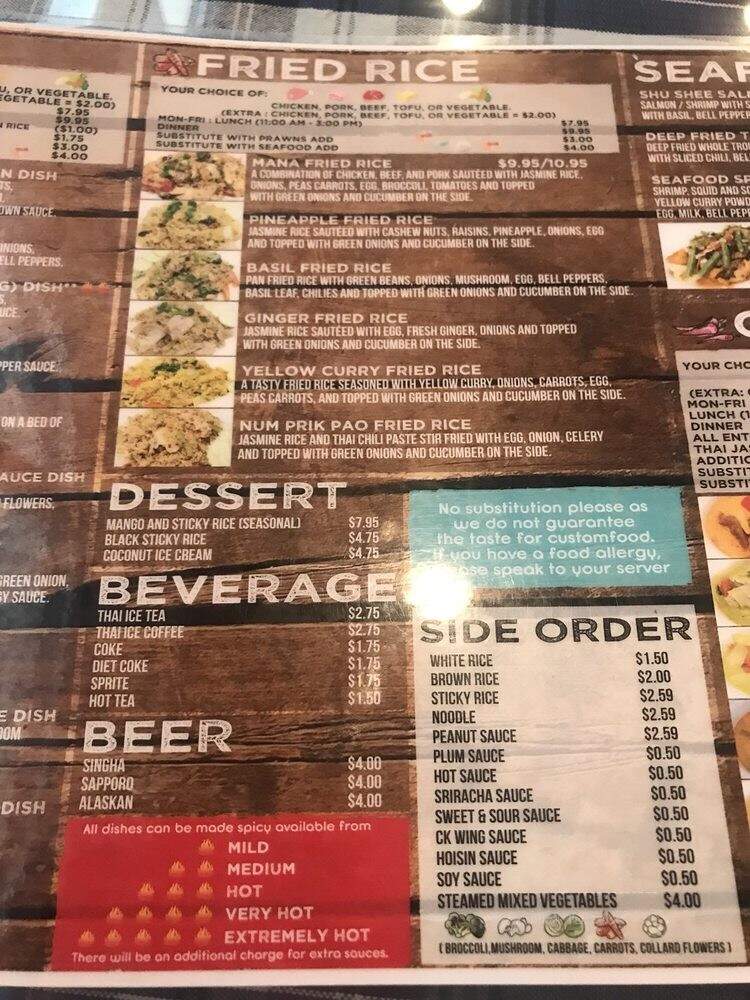 Thai MaNa Restaurant - Lynnwood, WA menu_pic