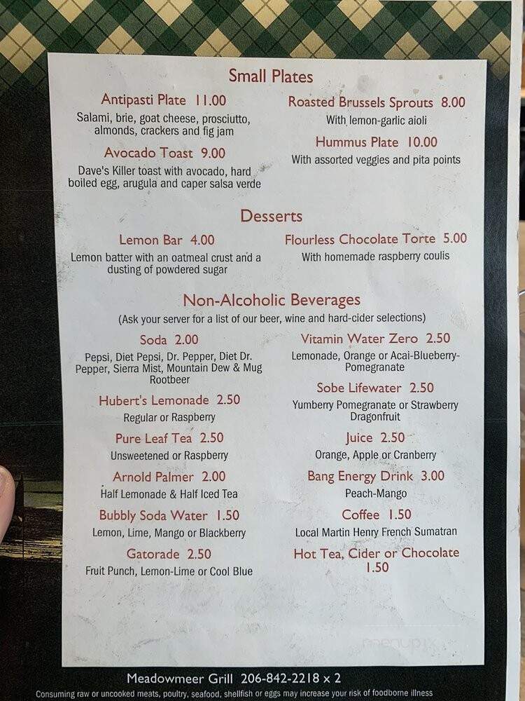 Meadowmeer Grill - Bainbridge Island, WA menu_pic