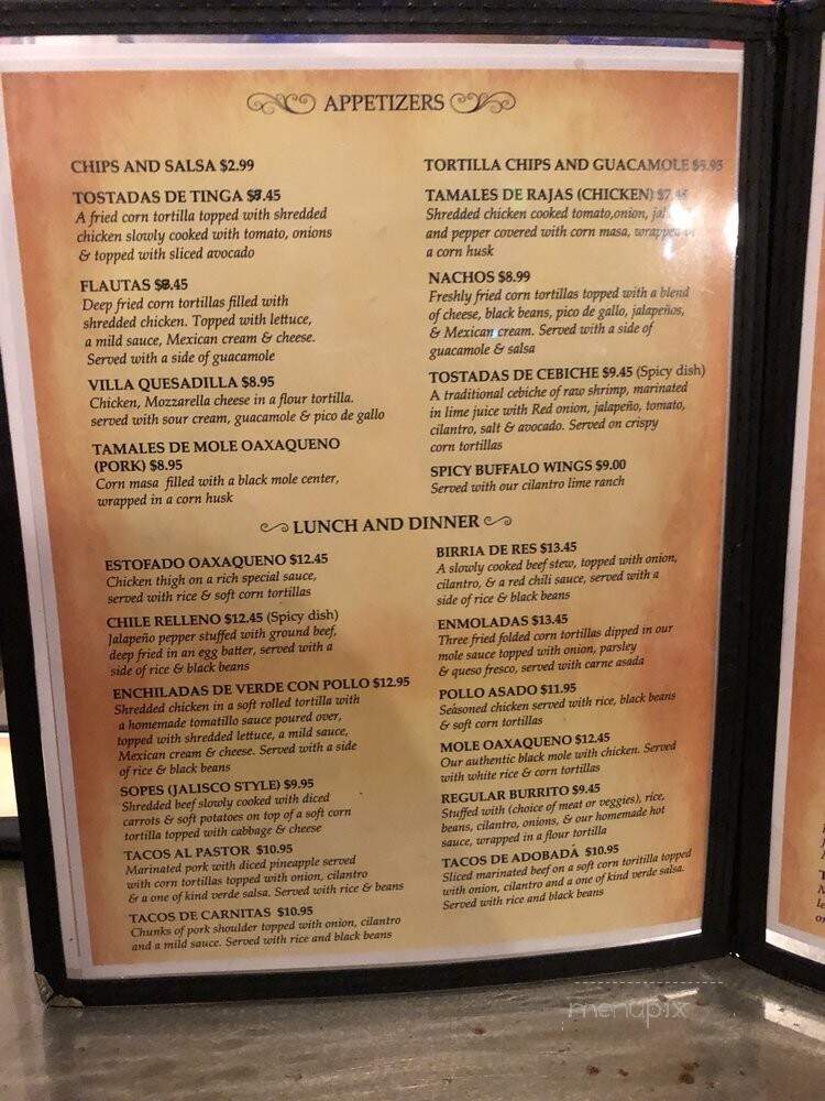 Villa Escondida - Seattle, WA menu_pic