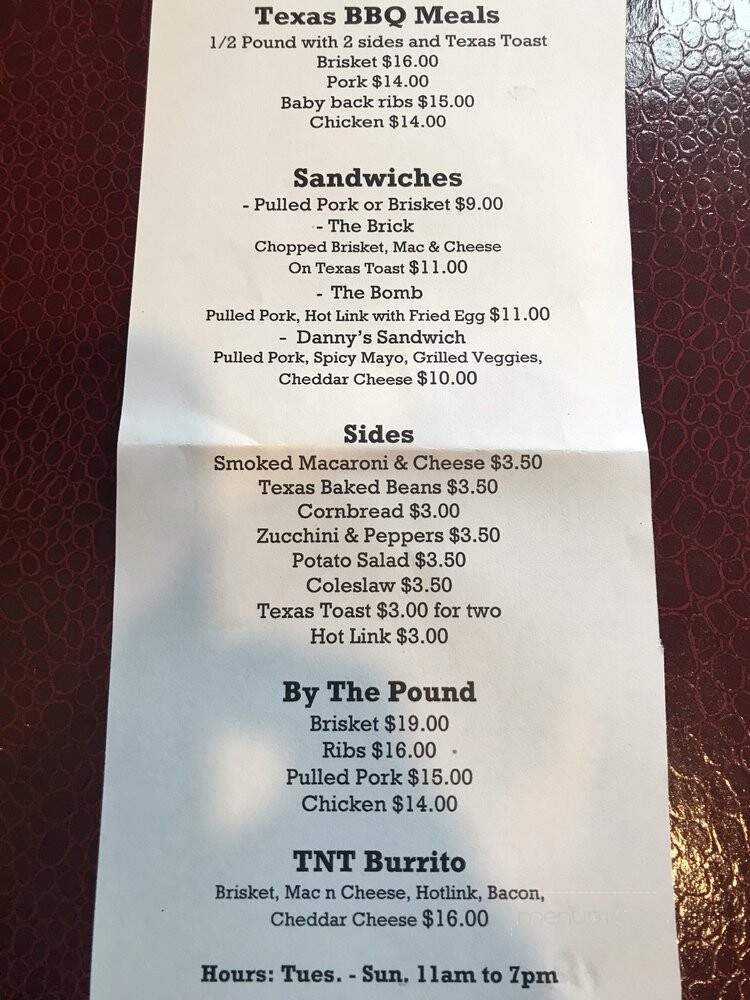 Danny's Texas BBQ - Silverdale, WA menu_pic