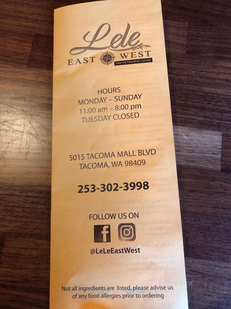 LeLe - Tacoma, WA menu_pic