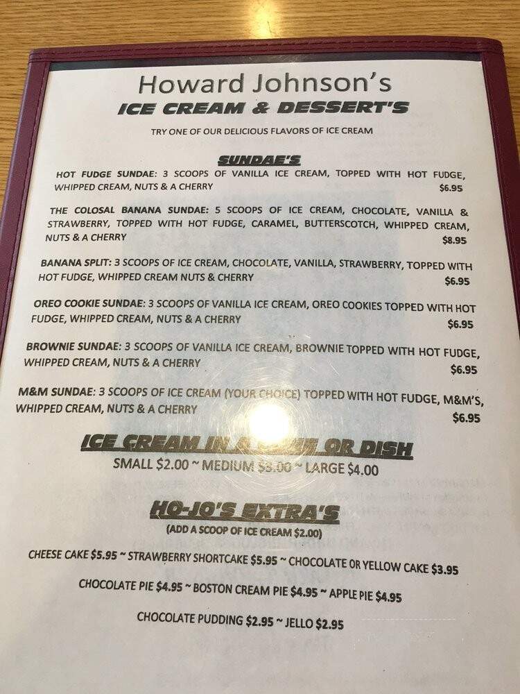 Howard Johnsons Family Restaurant - Lake George, NY menu_pic