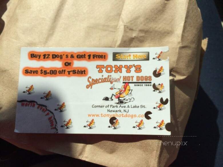 Tony's Hot Dogs - Newark, NJ menu_pic