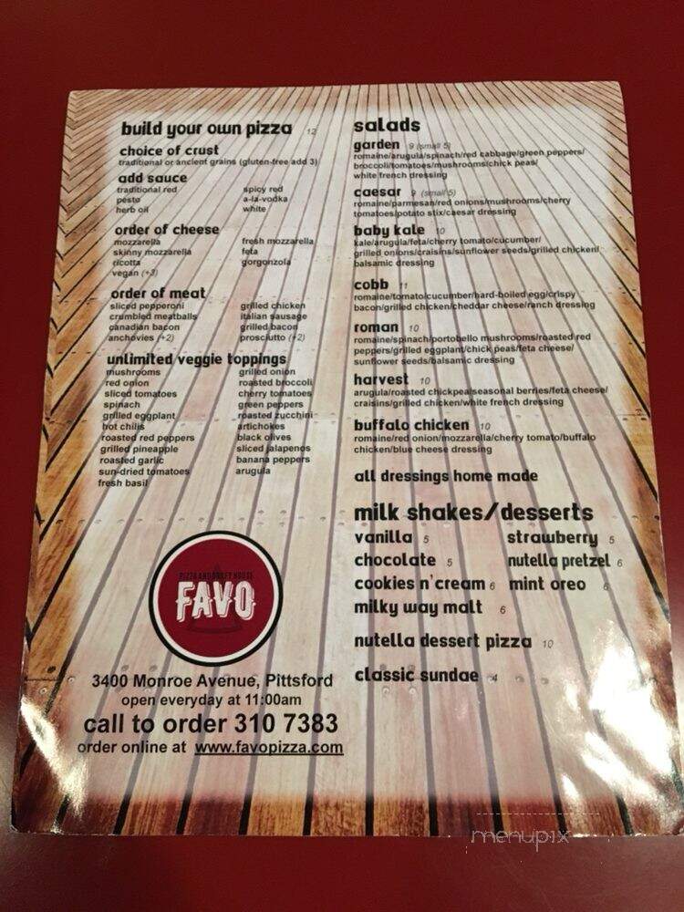 Pizzeria FAVO - Pittsford, NY menu_pic