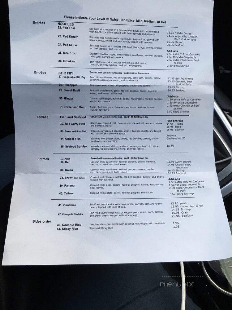 Sukhothai - Lancaster, PA menu_pic
