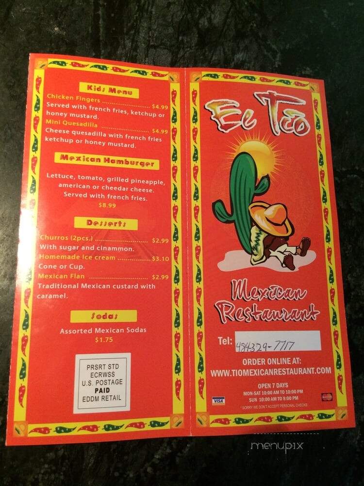 El Tio Mexican Restaurant - Berwyn, PA menu_pic