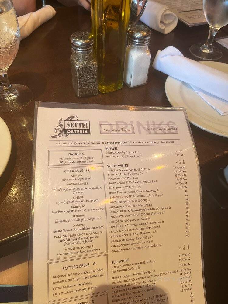 Sette Osteria - Washington, DC menu_pic