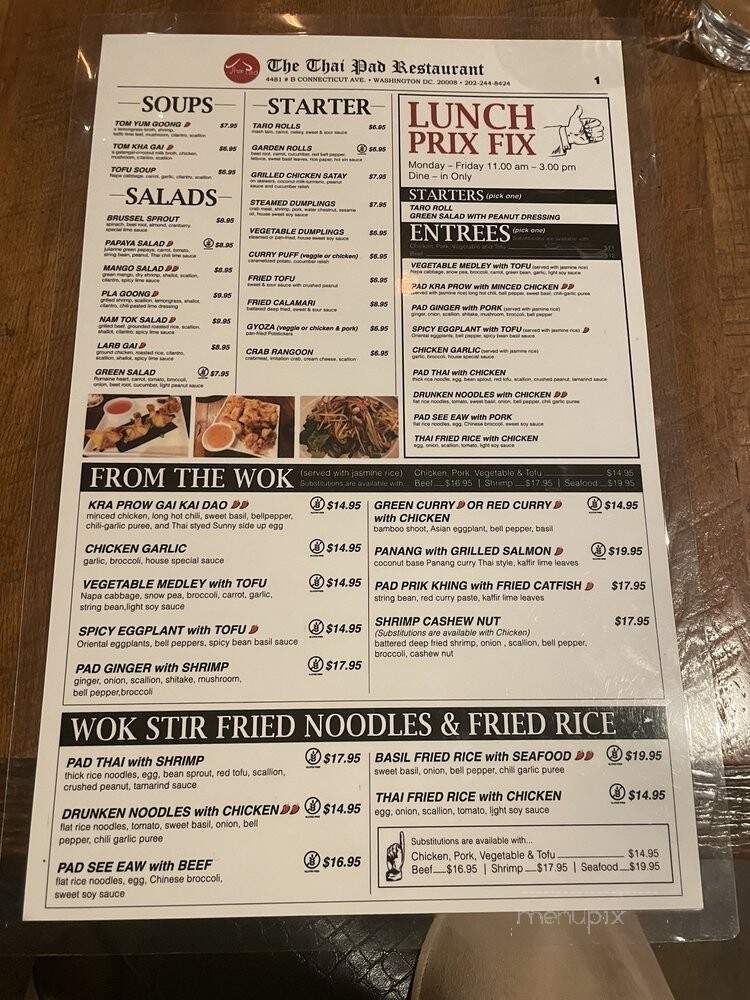 Thai Pad - Washington, DC menu_pic