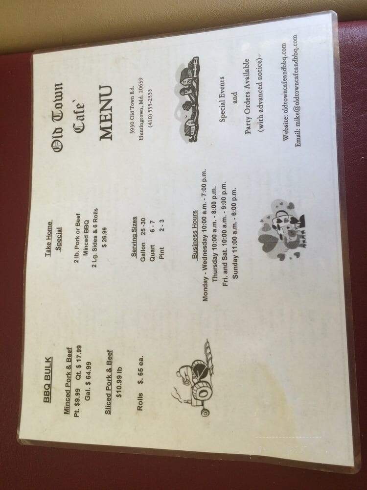 Old Town Cafe - Huntingtown, MD menu_pic