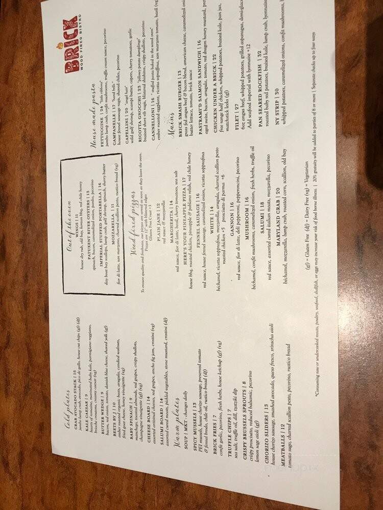 Brick Wood Fired Bistro - Prince Frederick, MD menu_pic