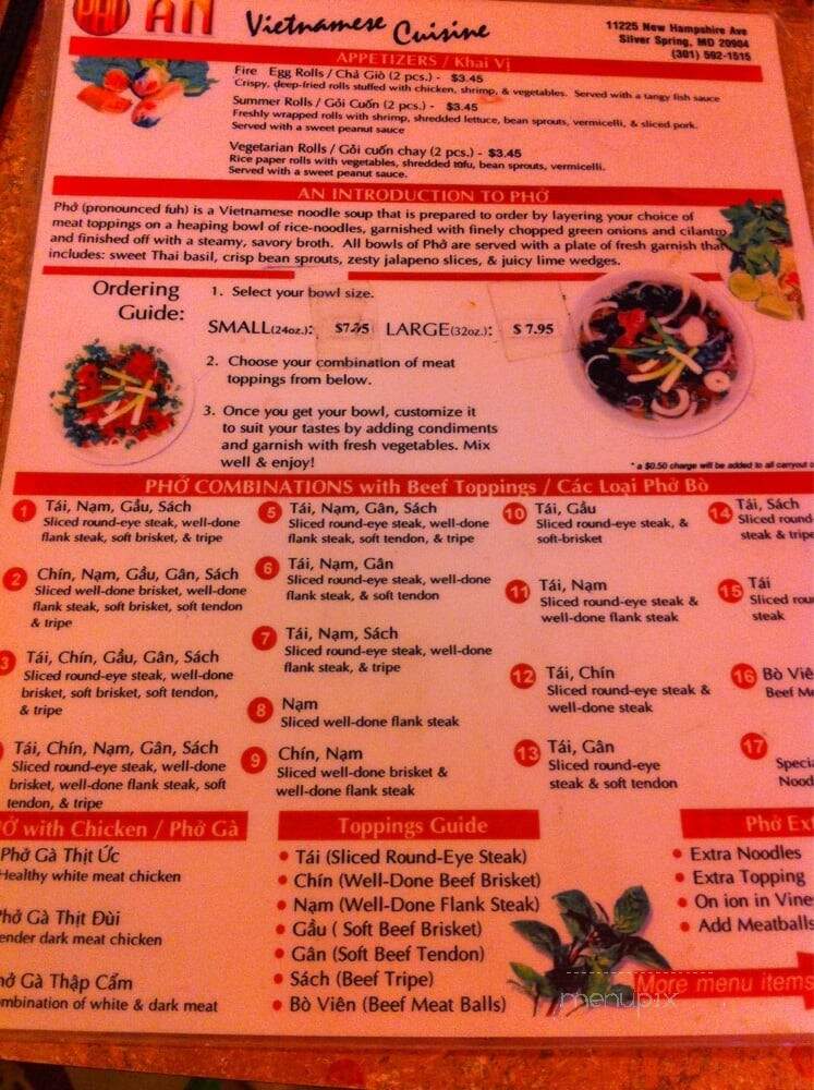 Pho Hung & Grill - Silver Spring, MD menu_pic