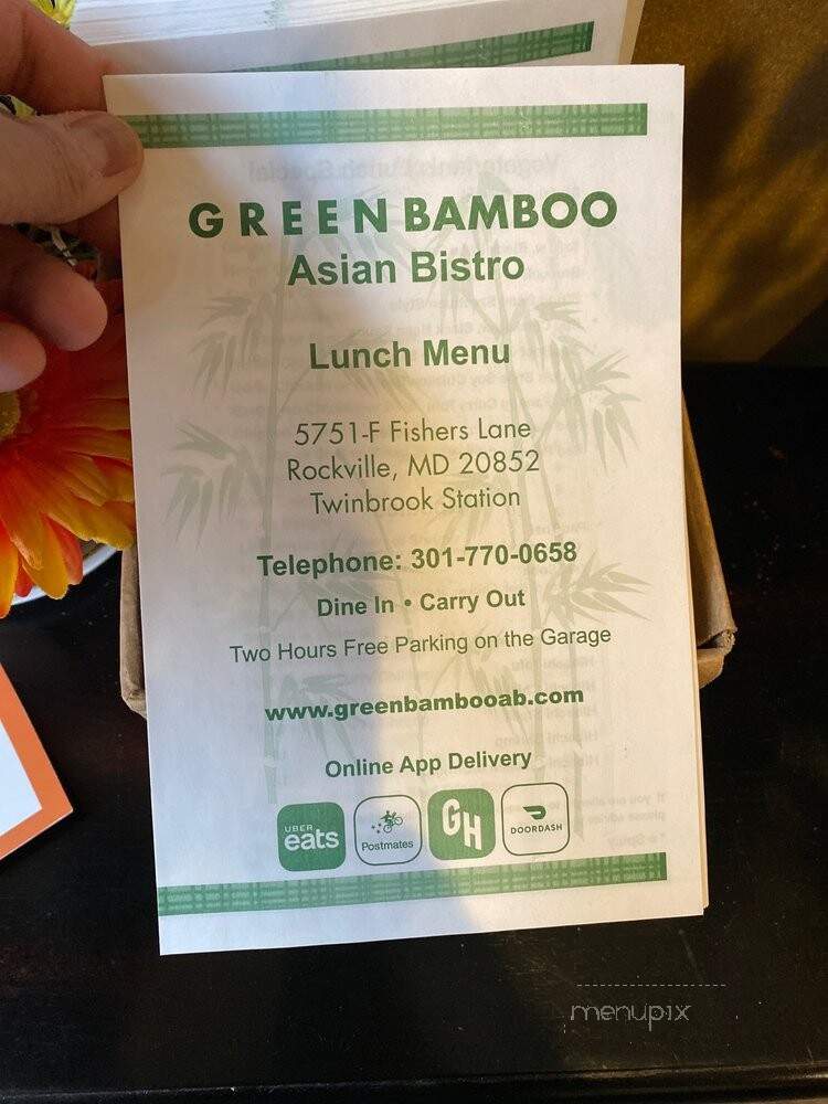 Green Bamboo Asian Bistro - Rockville, MD menu_pic