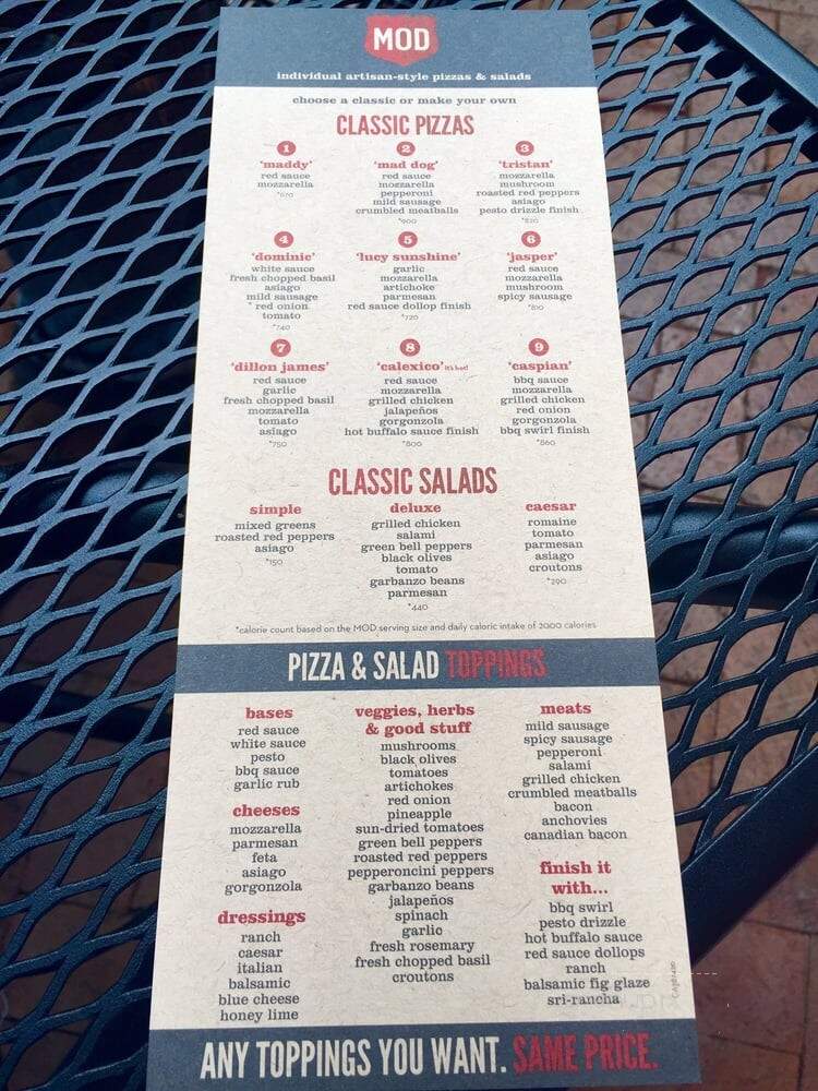 MOD Pizza - Silver Spring, MD menu_pic