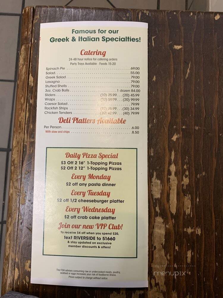 Riverside Pizzeria & Carryout - Belcamp, MD menu_pic