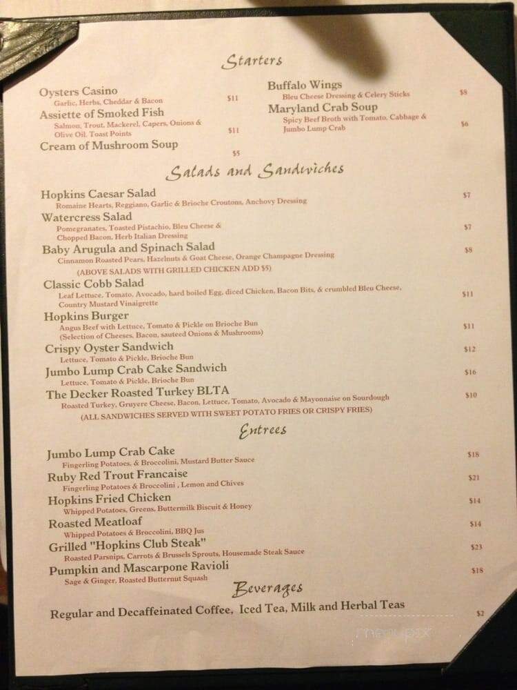 The Johns Hopkins Club - Baltimore, MD menu_pic