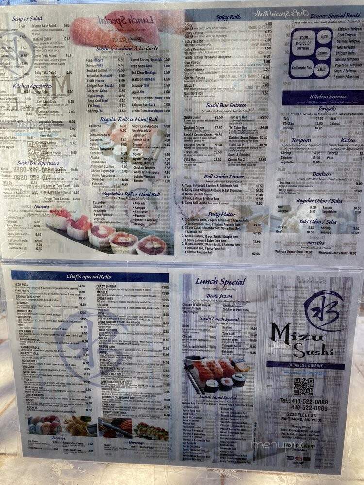 Mizu Sushi - Baltimore, MD menu_pic