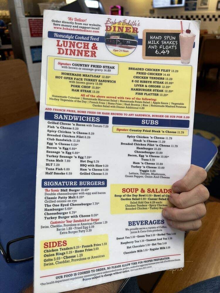 Bob & Edith's Diner - Springfield, VA menu_pic