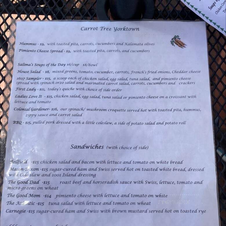 Carrot Tree Kitchens - Yorktown, VA menu_pic