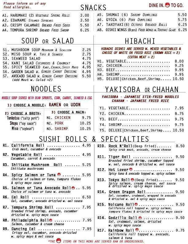 Oishii Japanese Ramen & Hibachi Grill - Williamsburg, VA menu_pic