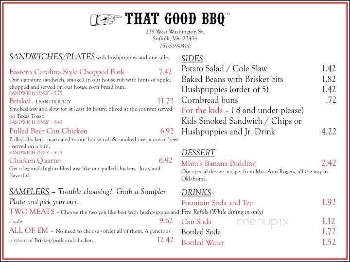 That Good BBQ Sauce - Suffolk, VA menu_pic