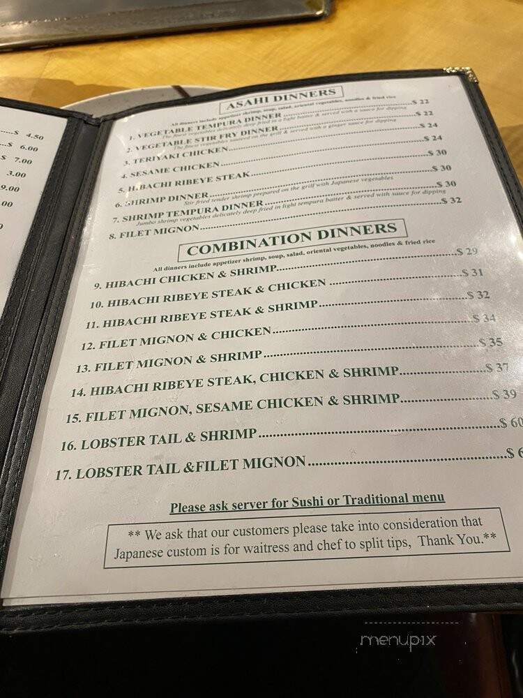 Asahi Japanese Steakhouse & Sushi Bar - Greensboro, NC menu_pic