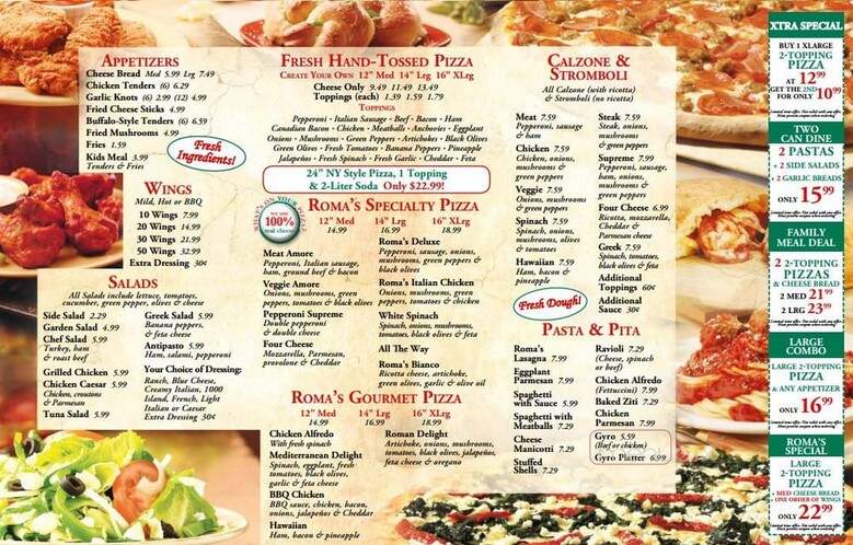 Roma Pizza Shop - Clayton, NC menu_pic