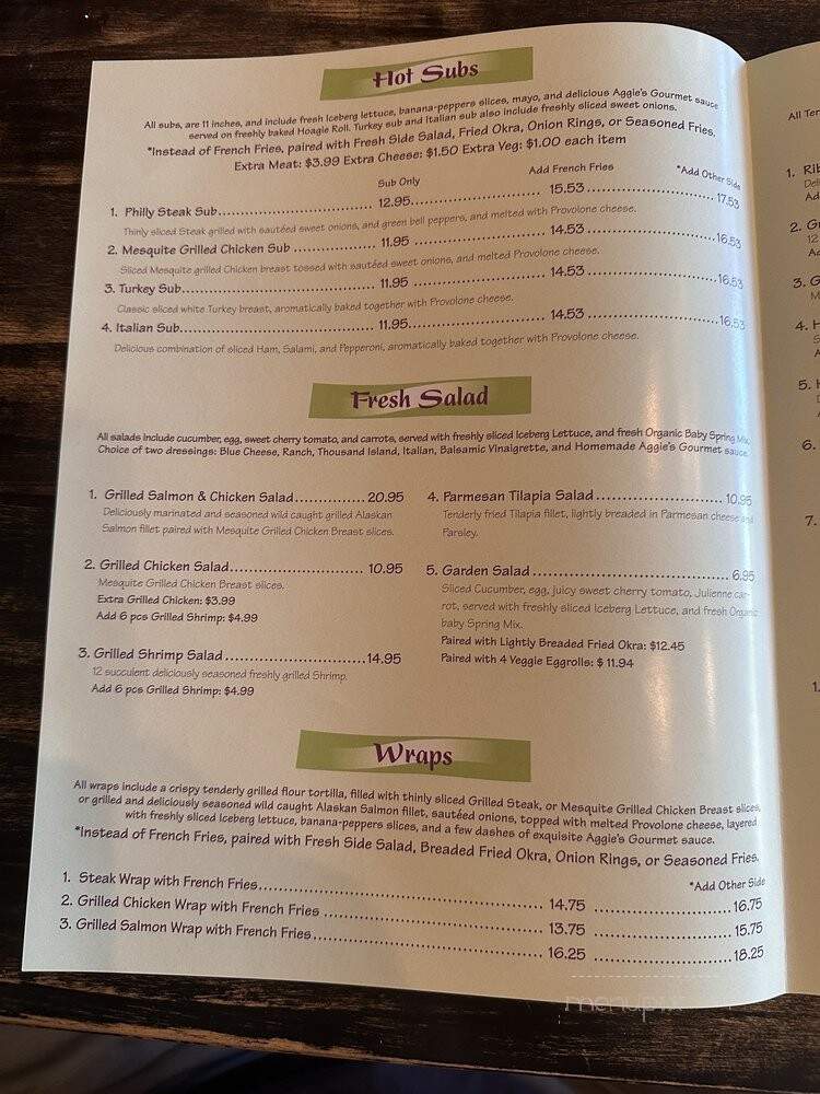 Aggie's Grill Station - Raleigh, NC menu_pic