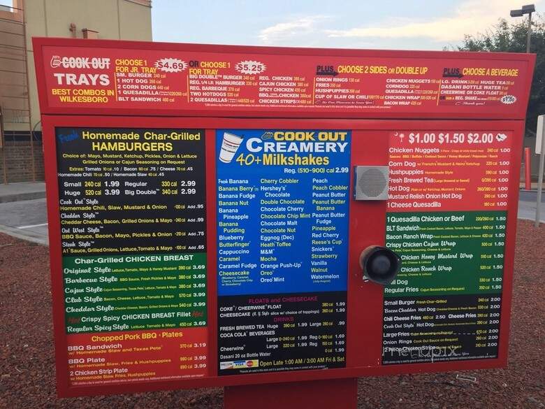 Cook Out - Hickory, NC menu_pic